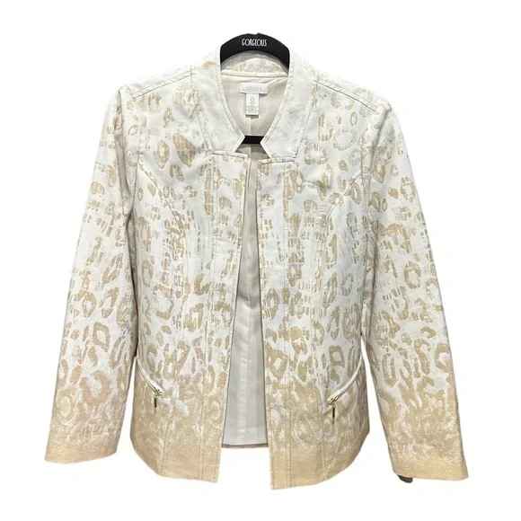 Chico’s Woman’s Blazer Printed Long Sleeve Open Front Size: 0/Small - Picture 1 of 4